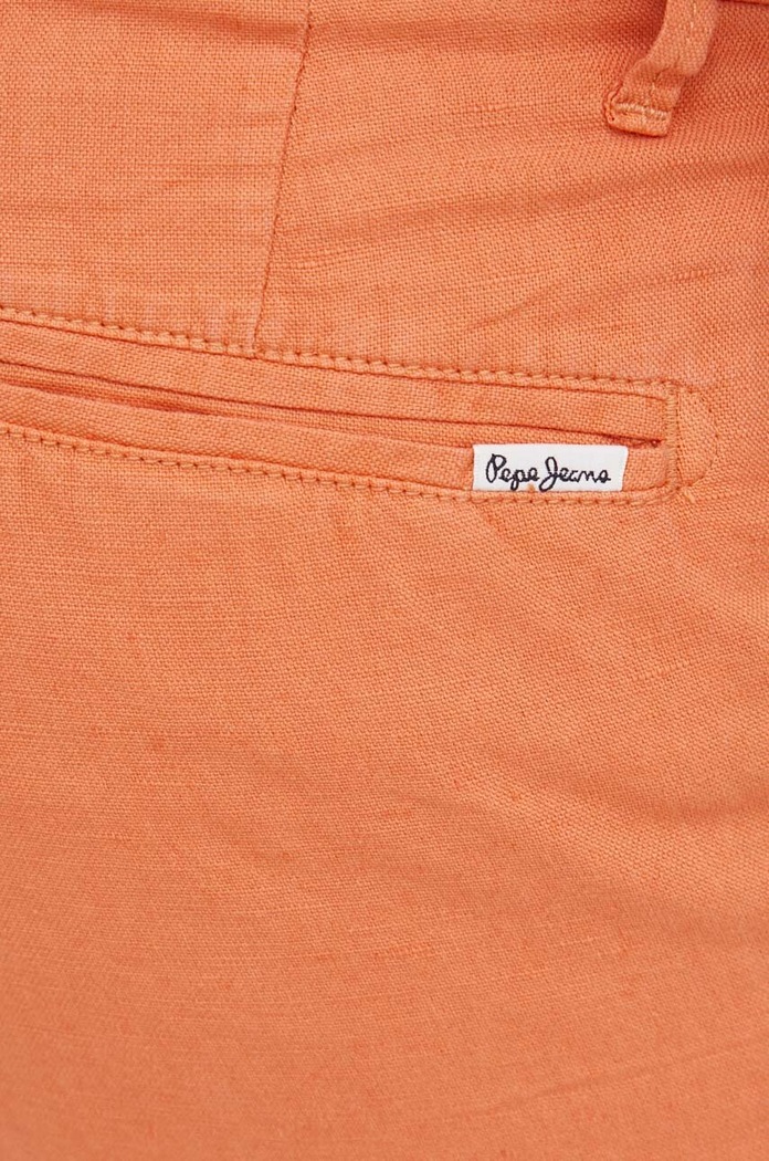 Šortky s prímesou ľanu Pepe Jeans Arkin oranžová PM800913.145