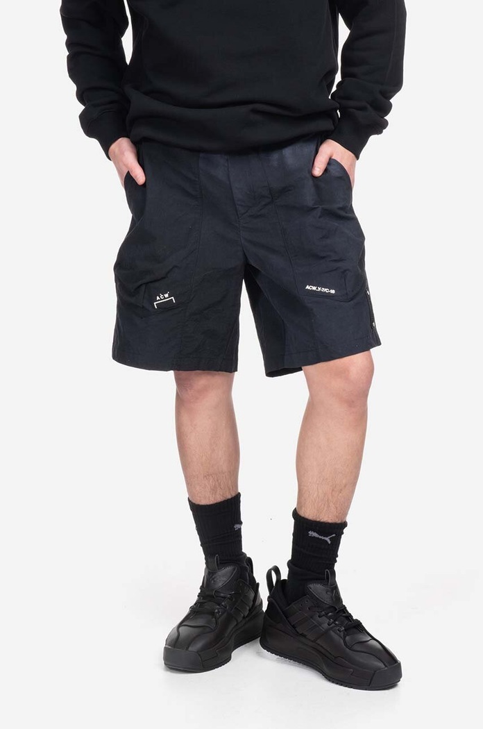 A-COLD-WALL* pantaloni scurți Irregular Dye Short panza negru ACWMB183