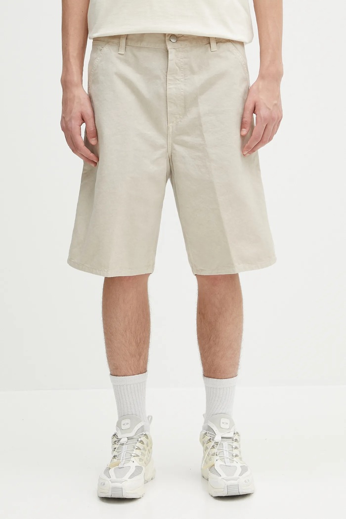 Carhartt WIP cotton shorts Single Knee Short fabric beige I031504.2LPGD