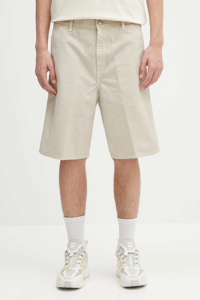 Carhartt WIP cotton shorts Single Knee Short fabric beige I031504.2LPGD