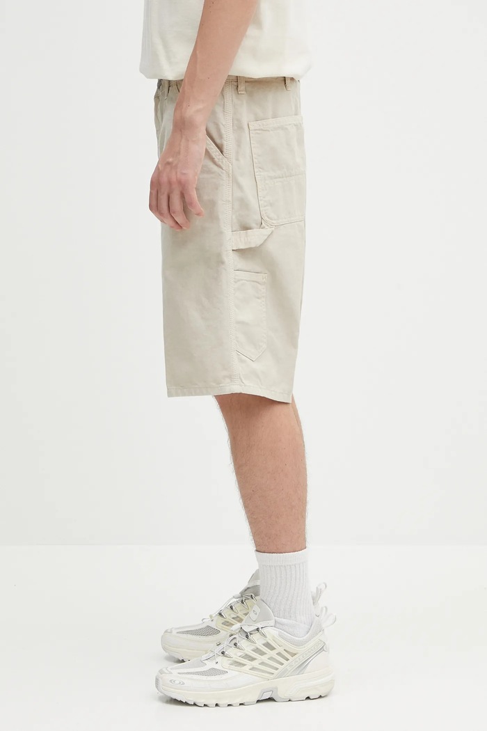 Carhartt WIP cotton shorts Single Knee Short I031504.2LPGD beige SS25