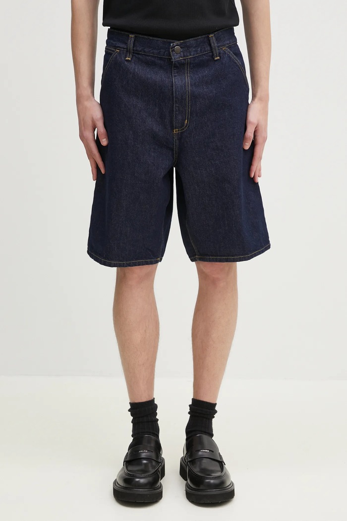 Carhartt WIP pantaloncini di jeans Single Knee Short tessuto blu navy I032026.102