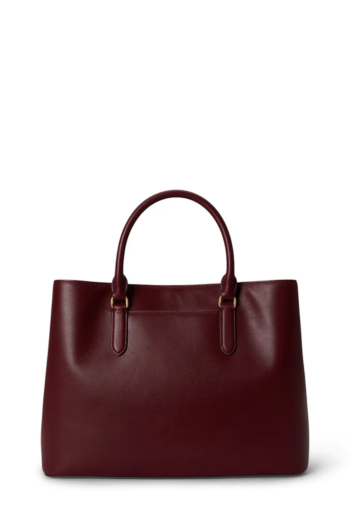 Lauren Ralph Lauren Torebka shopper damska skórzana 431876724 bordowy SS24