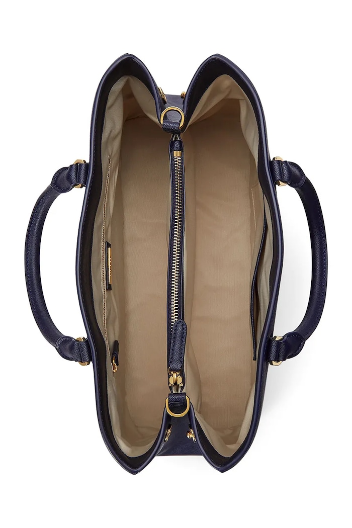 Δερμάτινη τσάντα Lauren Ralph Lauren σκούρο μπλε 431898556