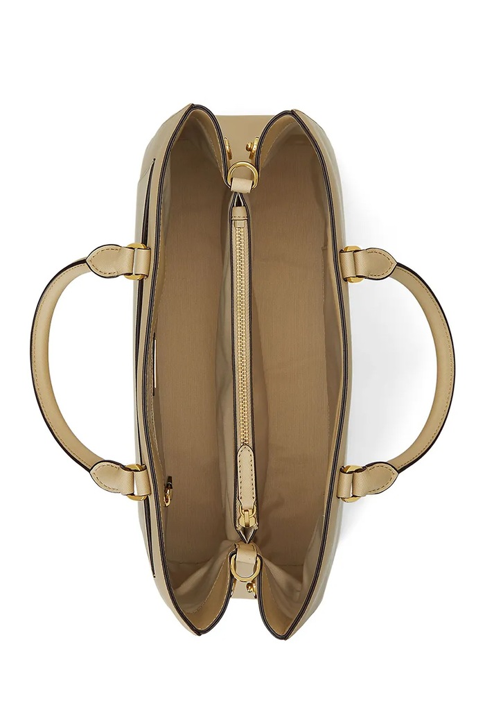 Kožená kabelka Lauren Ralph Lauren béžová 431898556