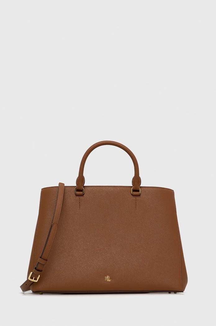 Kožená kabelka Lauren Ralph Lauren přírodní kůže hnědá 431898556