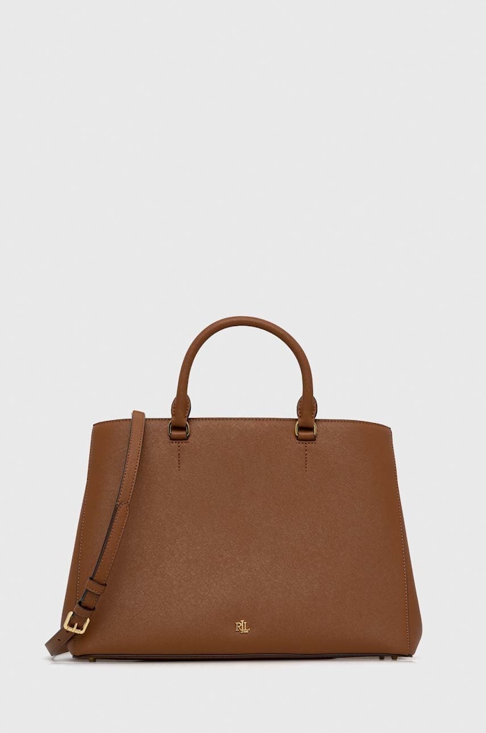 Kožená kabelka Lauren Ralph Lauren přírodní kůže hnědá 431898556
