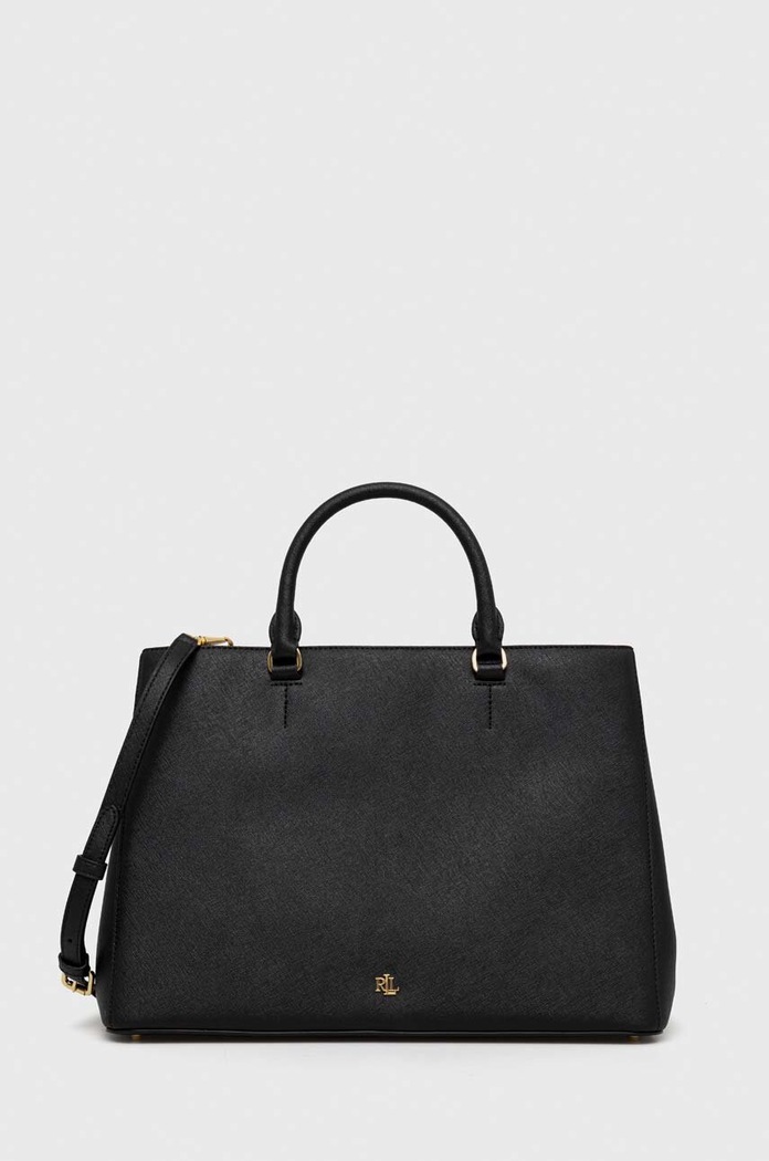 Kožená kabelka Lauren Ralph Lauren přírodní kůže černá 431898556