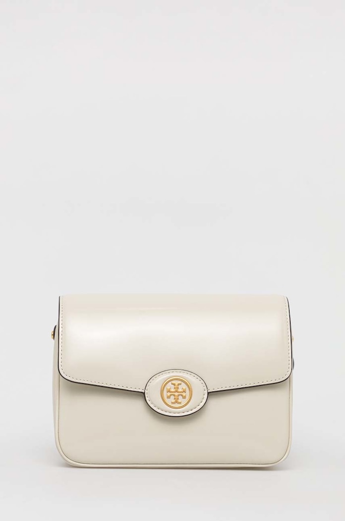 Кожена чанта Tory Burch Robinson Spazzolato гладка кожа бежов 143122.704
