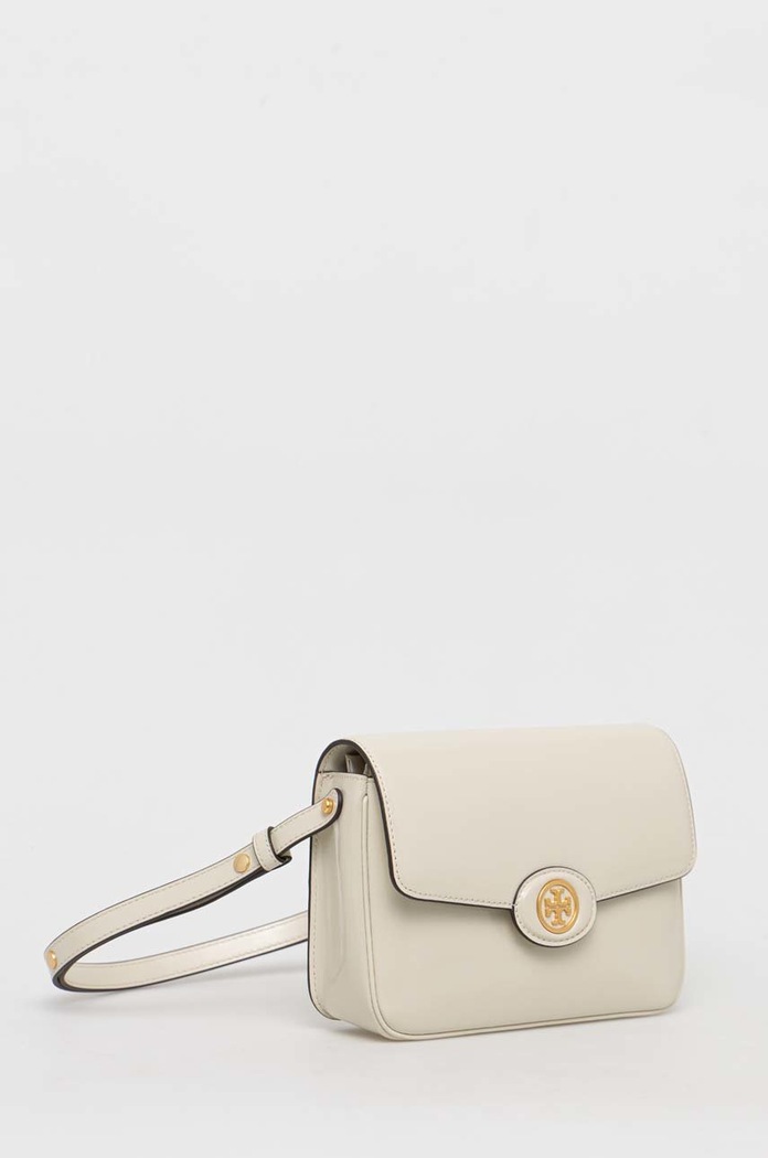 Кожена чанта Tory Burch Robinson Spazzolato 143122.704 бежов SS26