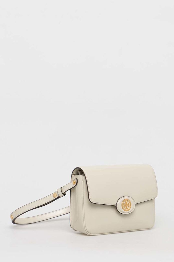 Кожена чанта Tory Burch Robinson Spazzolato 143122.704 бежов SS26