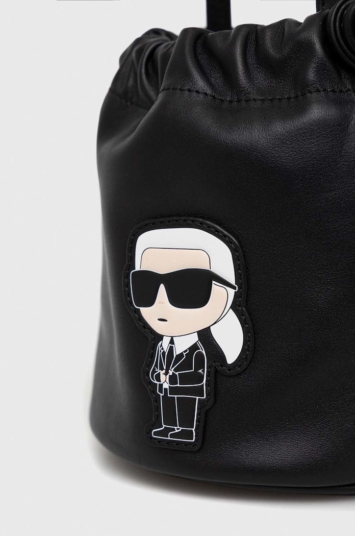 Kožna torba Karl Lagerfeld crna 230W3043