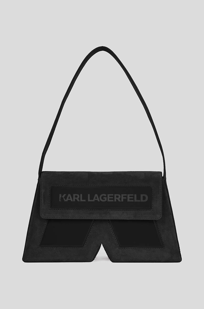 Semišová kabelka Karl Lagerfeld 230W3177 černá