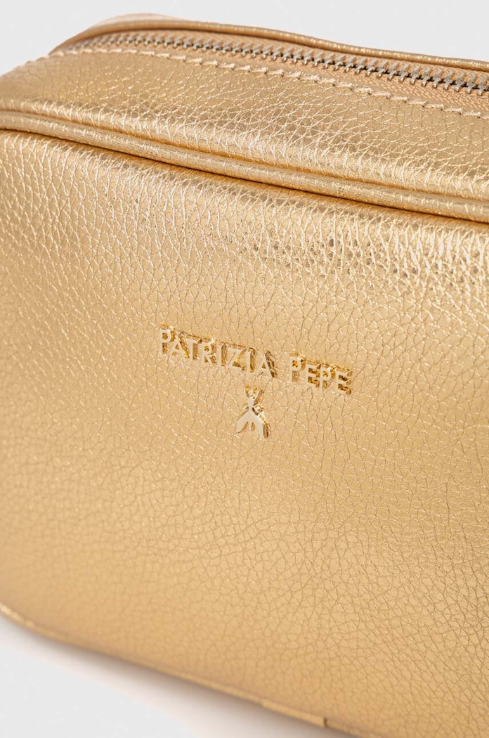 Kožená kabelka Patrizia Pepe zlatá CB0071.L001