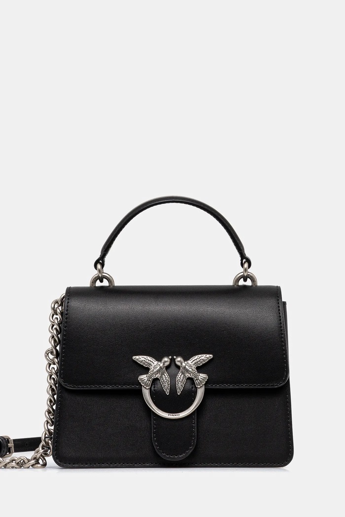 Pinko poșetă de piele uni negru 100071.A0F1