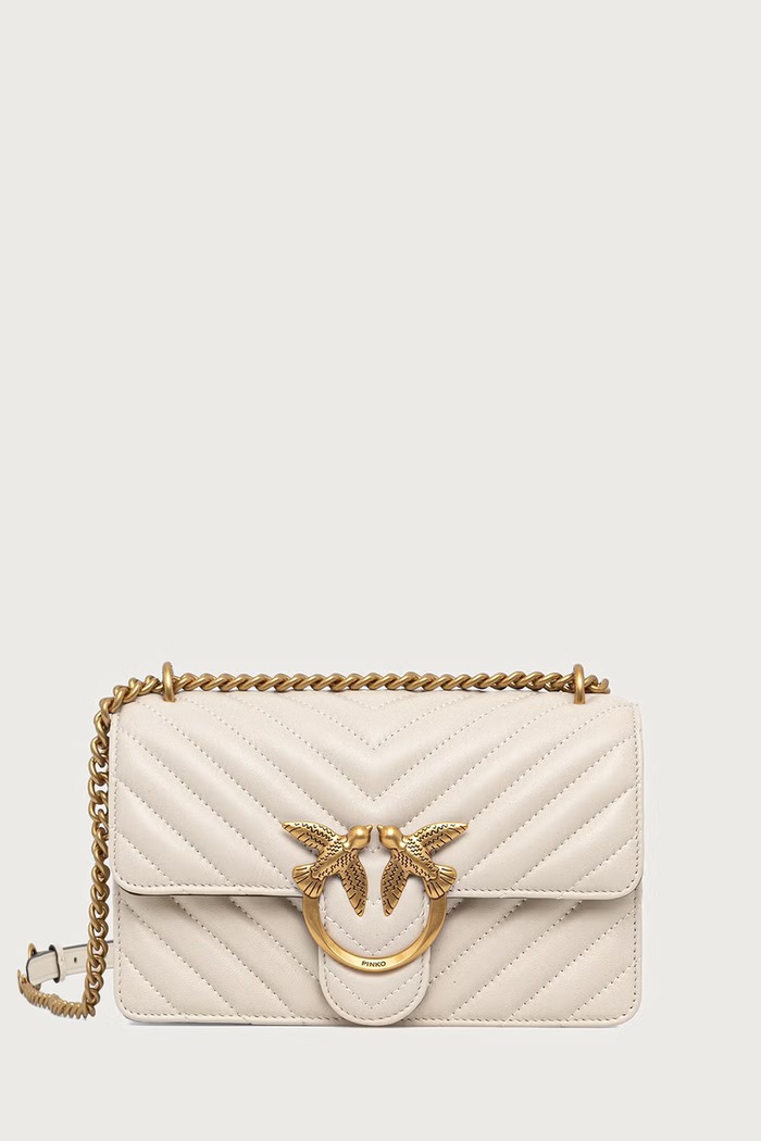 Pinko Torebka crossbody damska skórzana beżowy 100074.A0GK