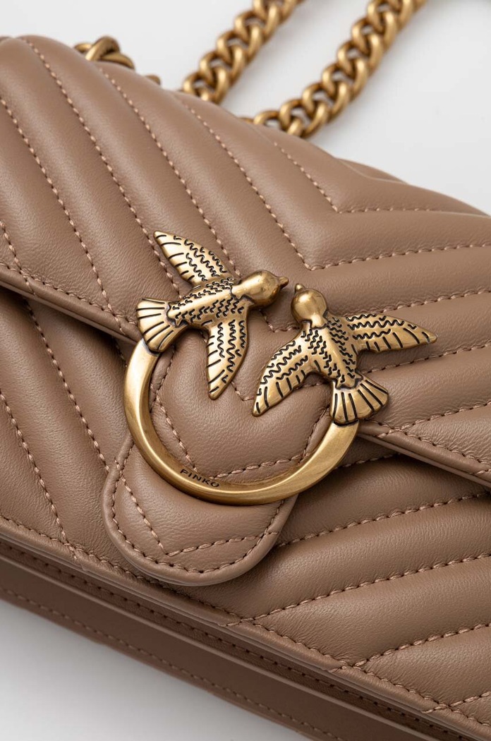 Doplnky Pinko crossbody kabelka dámska kožená 100074.A0GK béžová