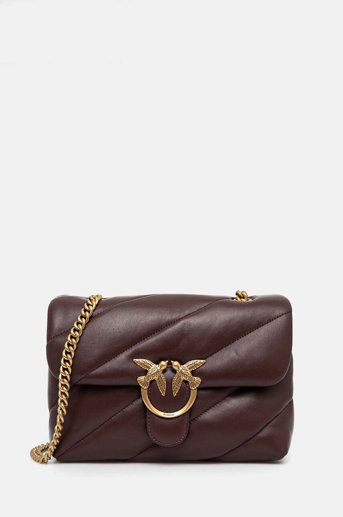 Pinko crossbody kabelka dámska kožená usňová koža hnedá 100038.A0F2