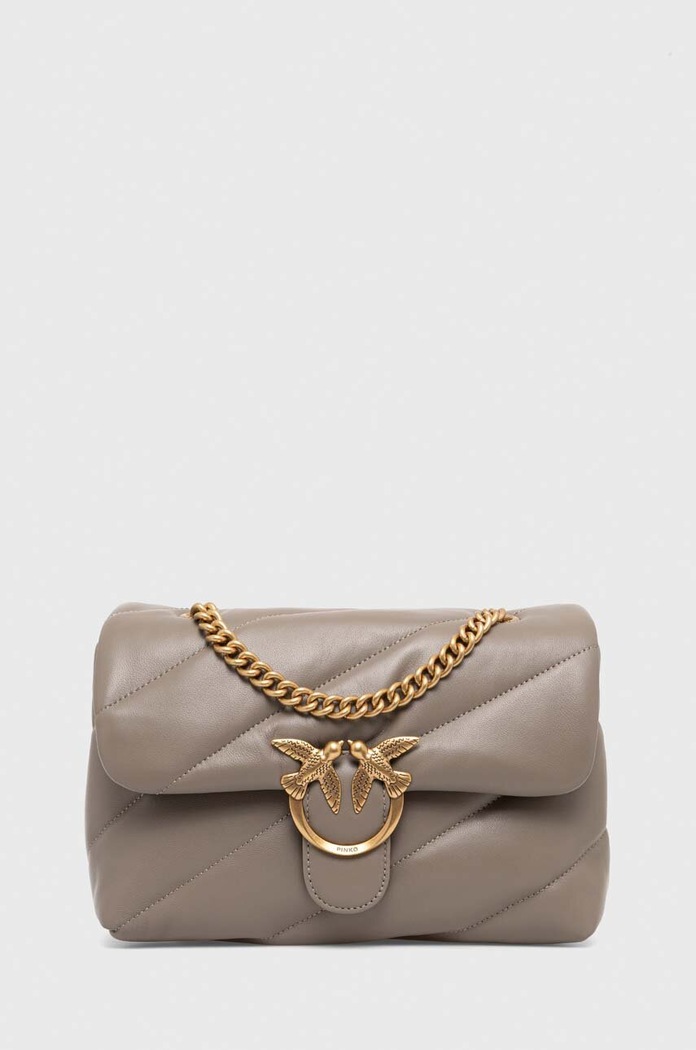 Pinko crossbody kabelka dámska kožená usňová koža sivá 100038.A0F2