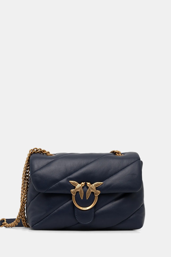 Pinko geantă crossbody pentru femei din piele nu incape in A4 albastru 100038.A0F2