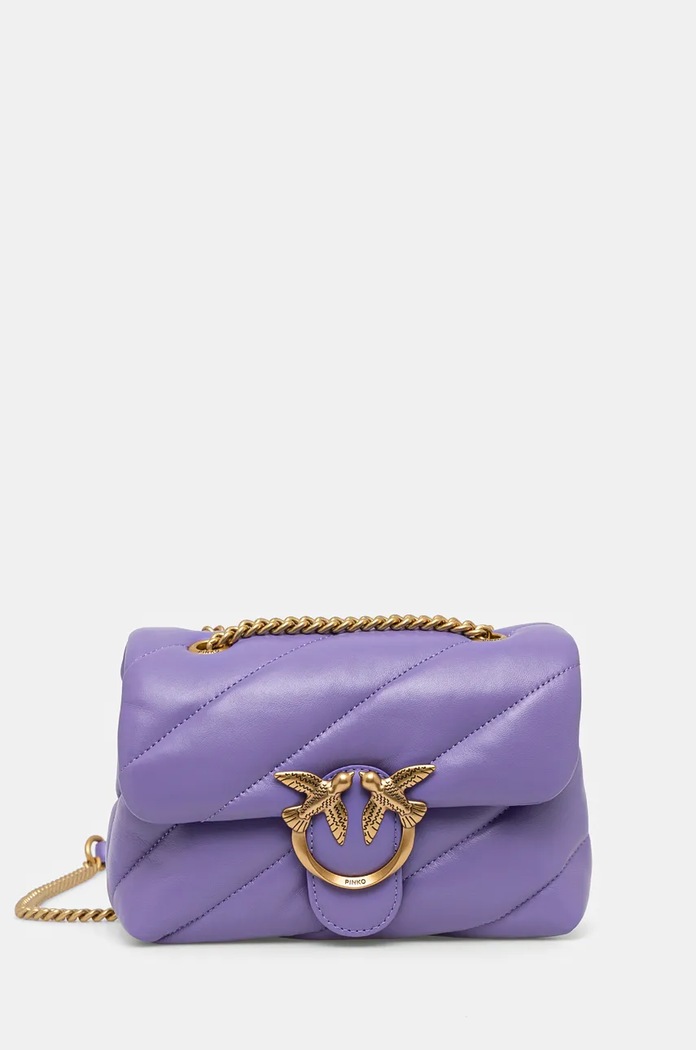 Pinko crossbody kabelka dámská kožená přírodní kůže fialová 100039.A0F2