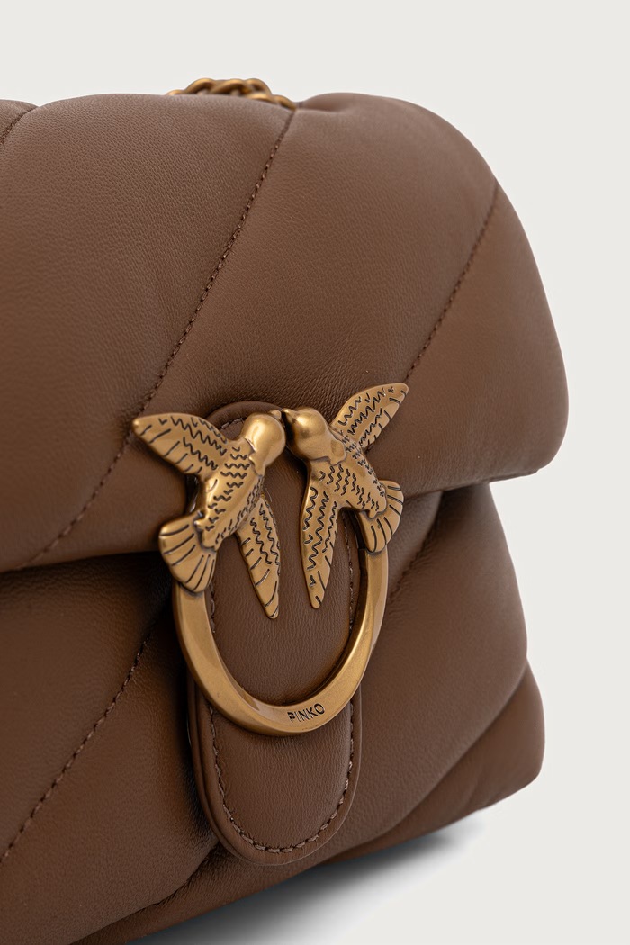 Pinko Torebka crossbody damska skórzana brązowy 100039.A0F2