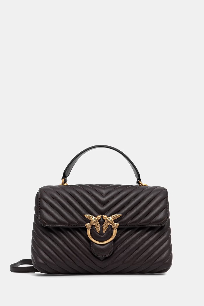 Pinko чанта crossbody дамска от кожа кафяв 100043.A0GK