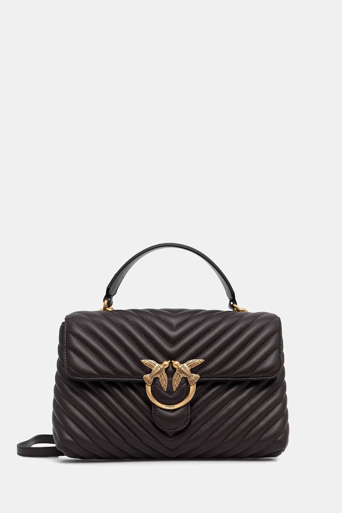 Pinko чанта crossbody дамска от кожа кафяв 100043.A0GK