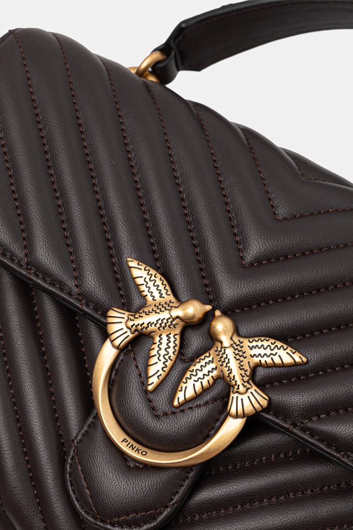 Pinko чанта crossbody дамска от кожа кафяв 100043.A0GK