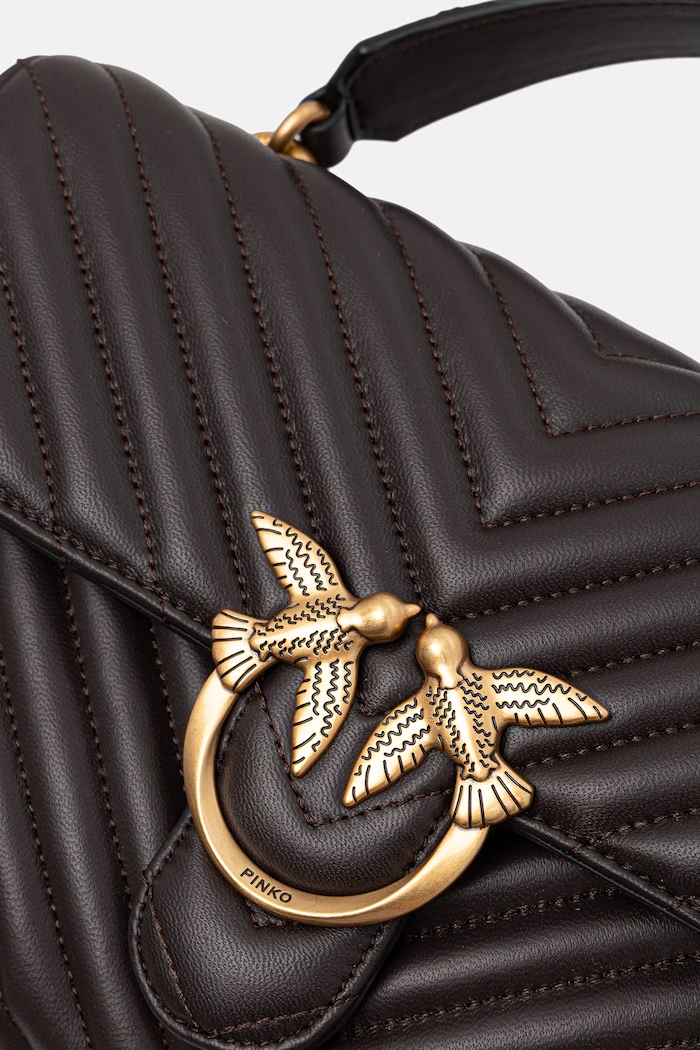 Pinko чанта crossbody дамска от кожа кафяв 100043.A0GK