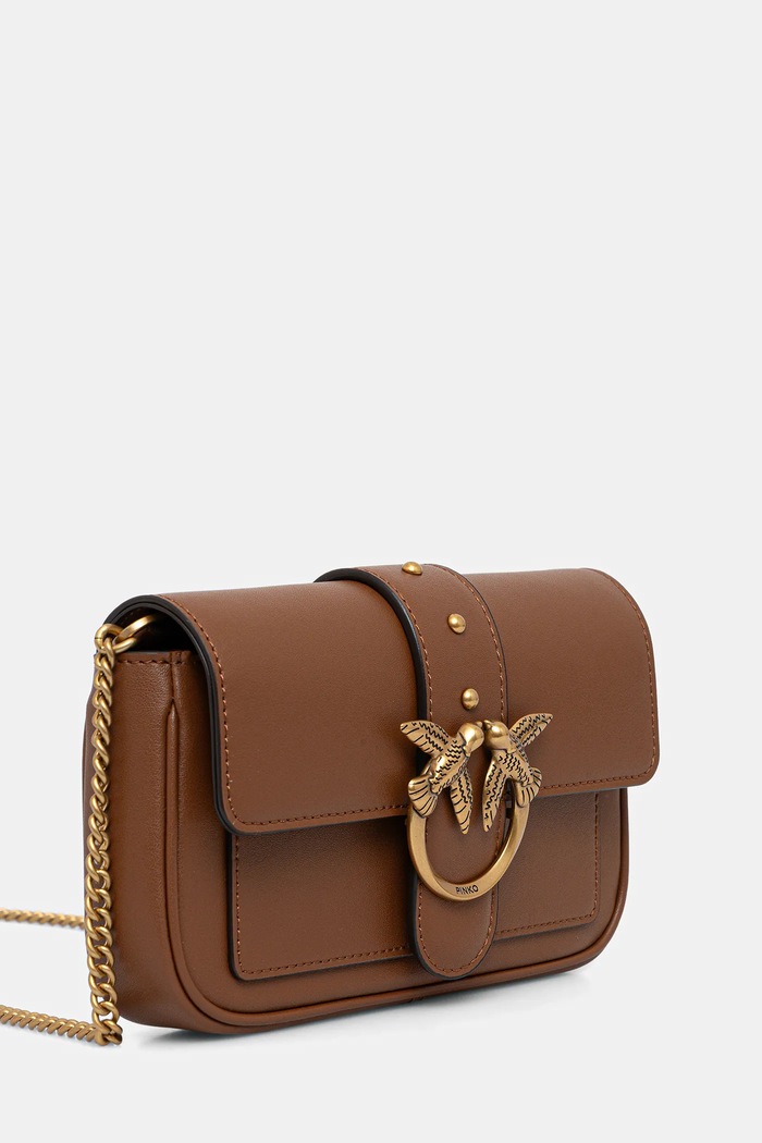 Pinko чанта crossbody дамска от кожа 100061.A0F1 кафяв AA00