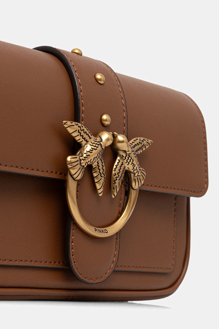 Pinko чанта crossbody дамска от кожа кафяв 100061.A0F1