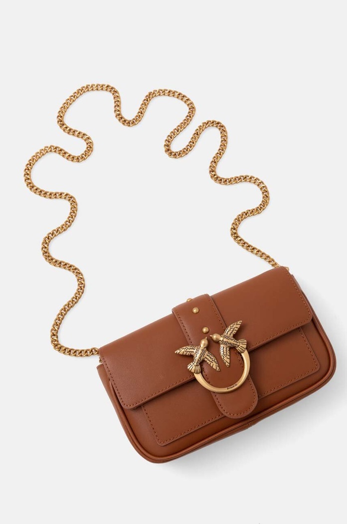 Pinko torebka crossbody damska skórzana brązowy 100061.A0F1