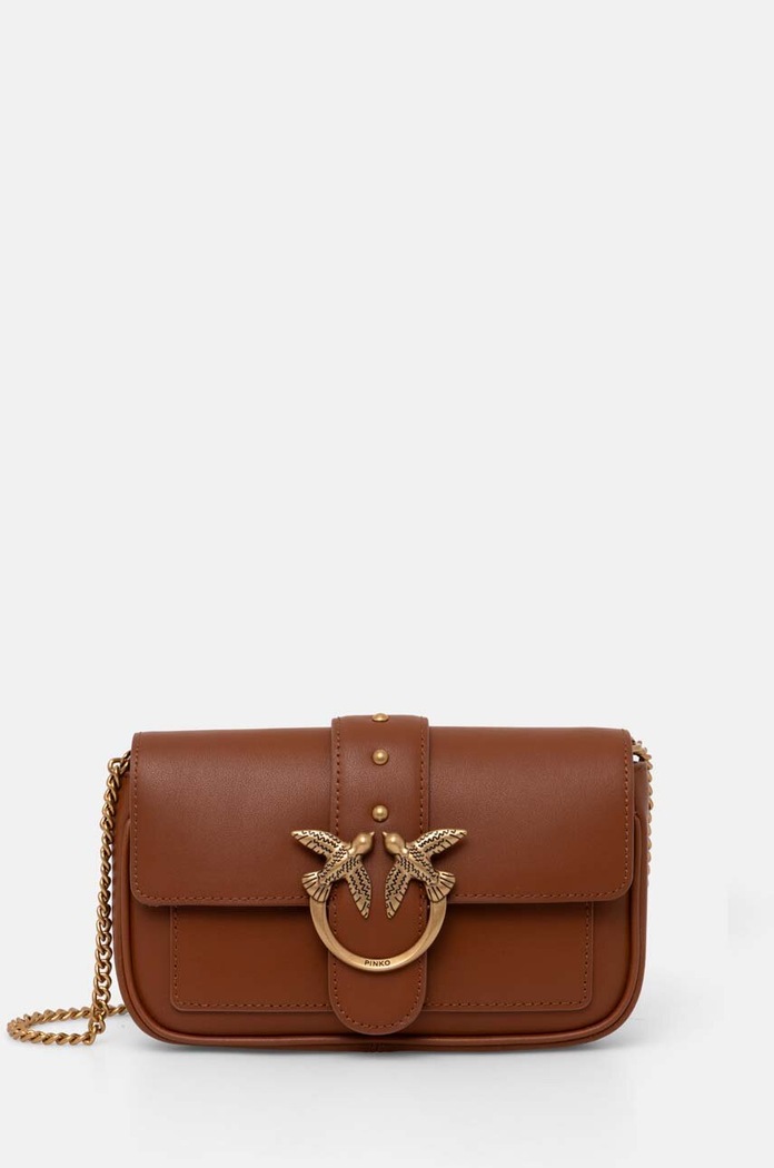 Pinko torebka crossbody damska skórzana 100061.A0F1 brązowy AA00