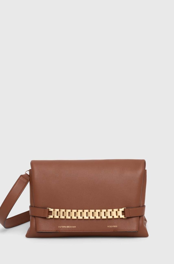 Kožené psaníčko Victoria Beckham Chain Pouch přírodní kůže hnědá B223AAC004769A