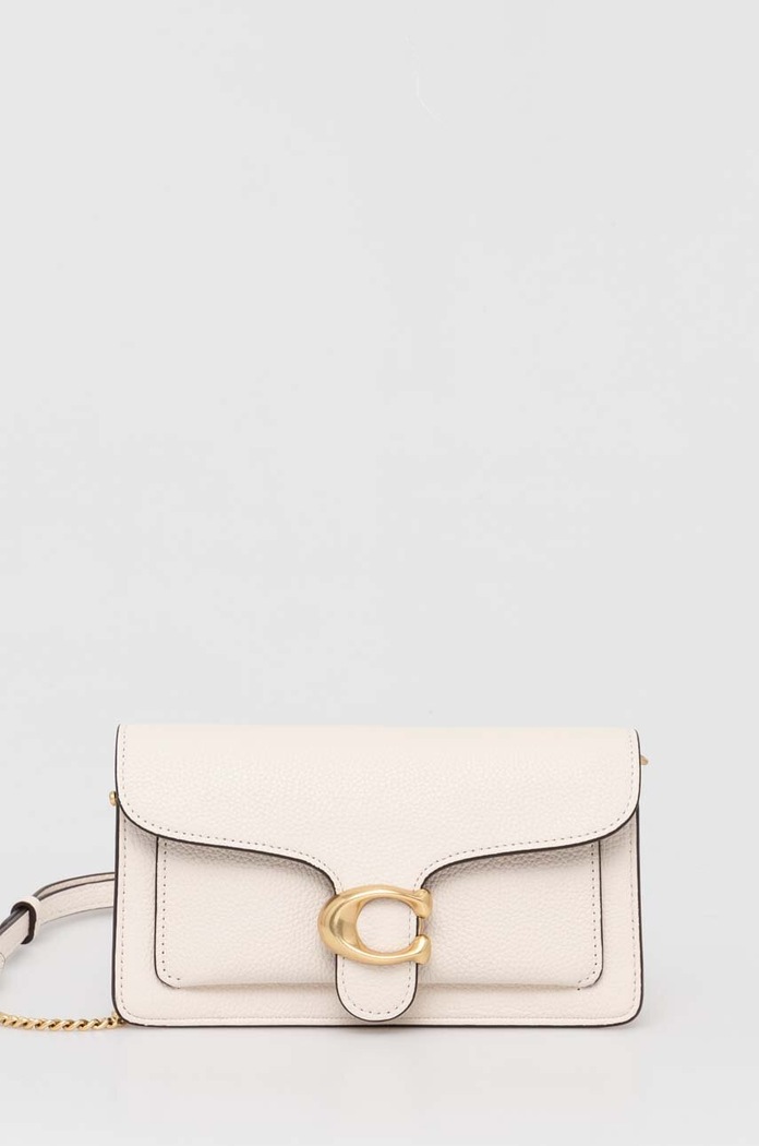 Δερμάτινη τσάντα Coach Tabby Chain Clutch λείο δέρμα μπεζ CE772