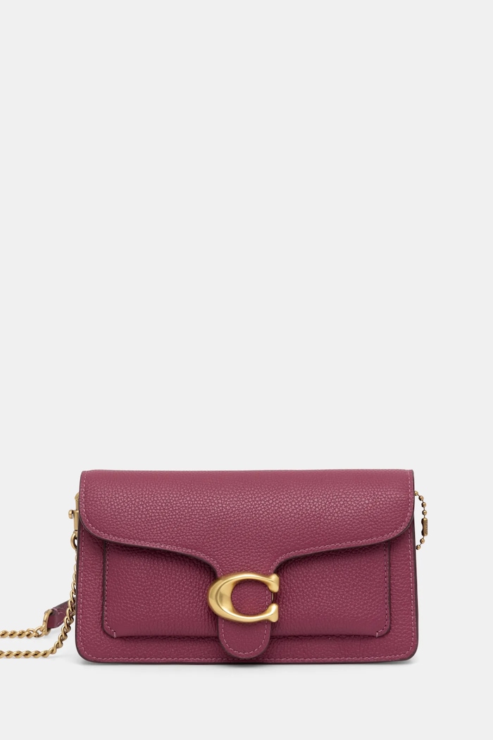 Coach geantă de piele Tabby Chain Clutch uni violet CE772