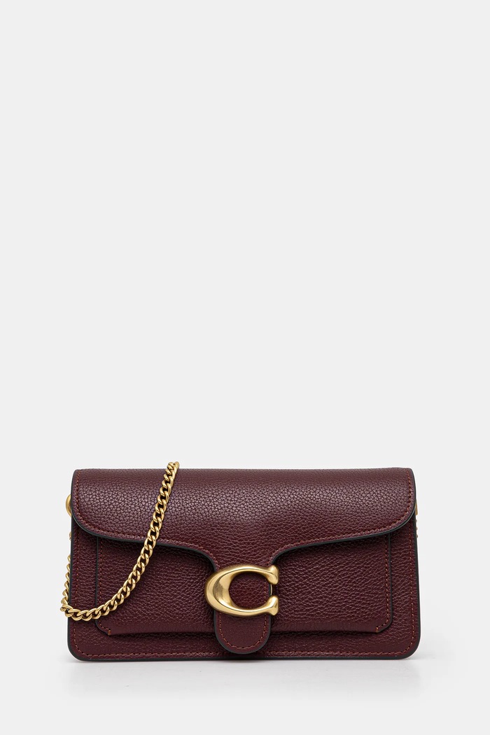 Coach torebka skórzana Tabby Chain Clutch gładkie bordowy CE772