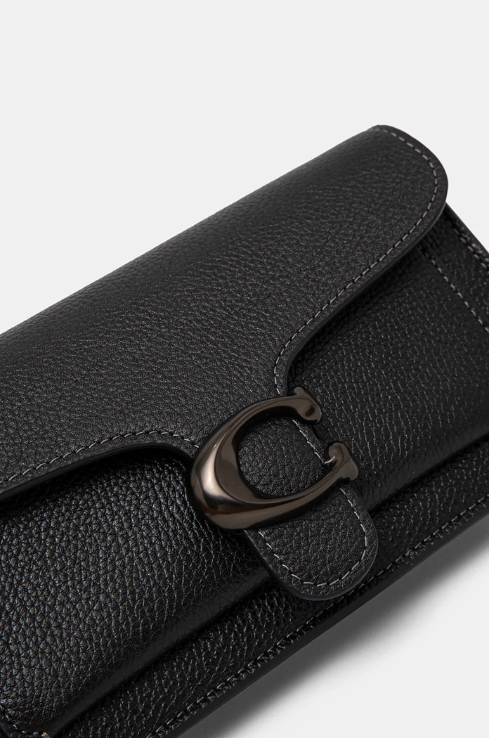 Δερμάτινη τσάντα Coach Tabby Chain Clutch μαύρο CE772