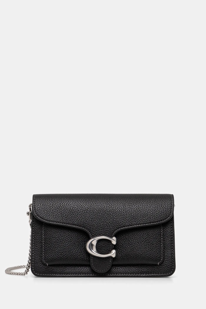 Δερμάτινη τσάντα Coach Tabby Chain Clutch μαύρο CE772