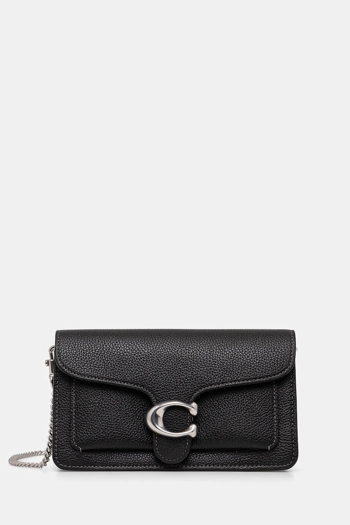 Δερμάτινη τσάντα Coach Tabby Chain Clutch μαύρο CE772