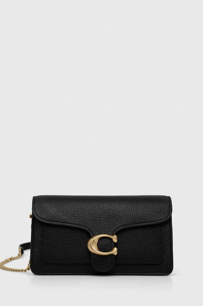 Kožená kabelka Coach Tabby Chain Clutch usňová koža čierna CE772