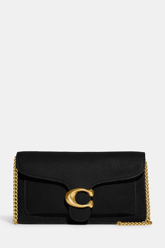 Coach torebka skórzana Tabby Chain Clutch skóra licowa czarny CE772