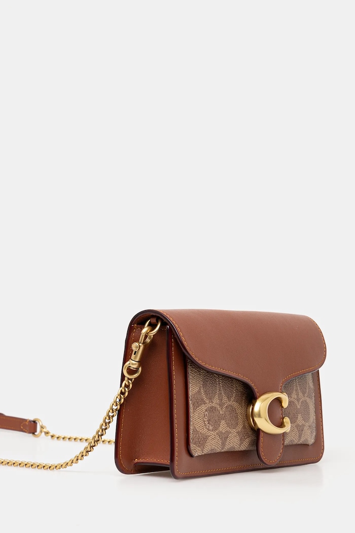 Kožená kabelka Coach Tabby Chain Clutch In Signature Canvas CE774 hnědá AA00