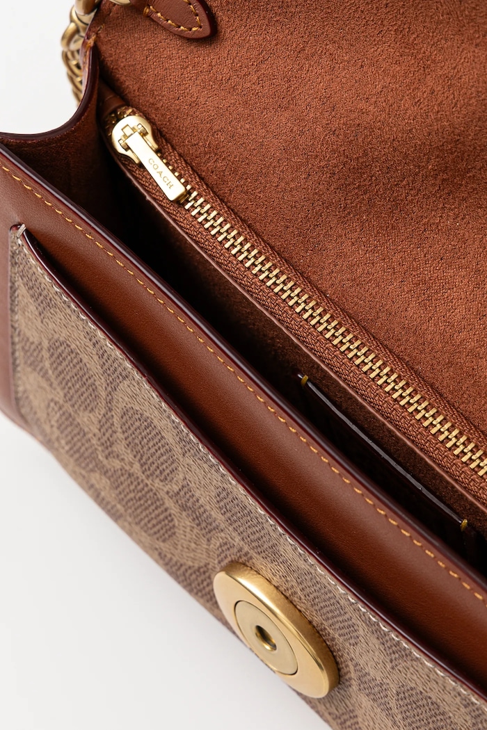 Kožená kabelka Coach Tabby Chain Clutch In Signature Canvas CE774 hnědá