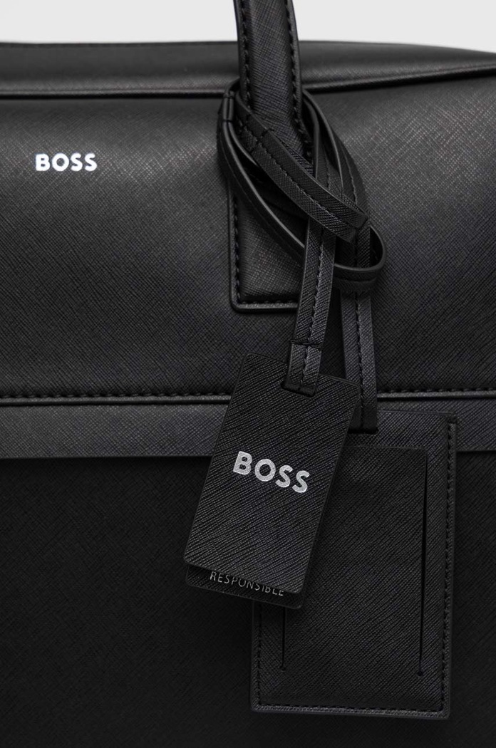 BOSS torba na laptopa skórzana Zair_S doc case czarny 50483563