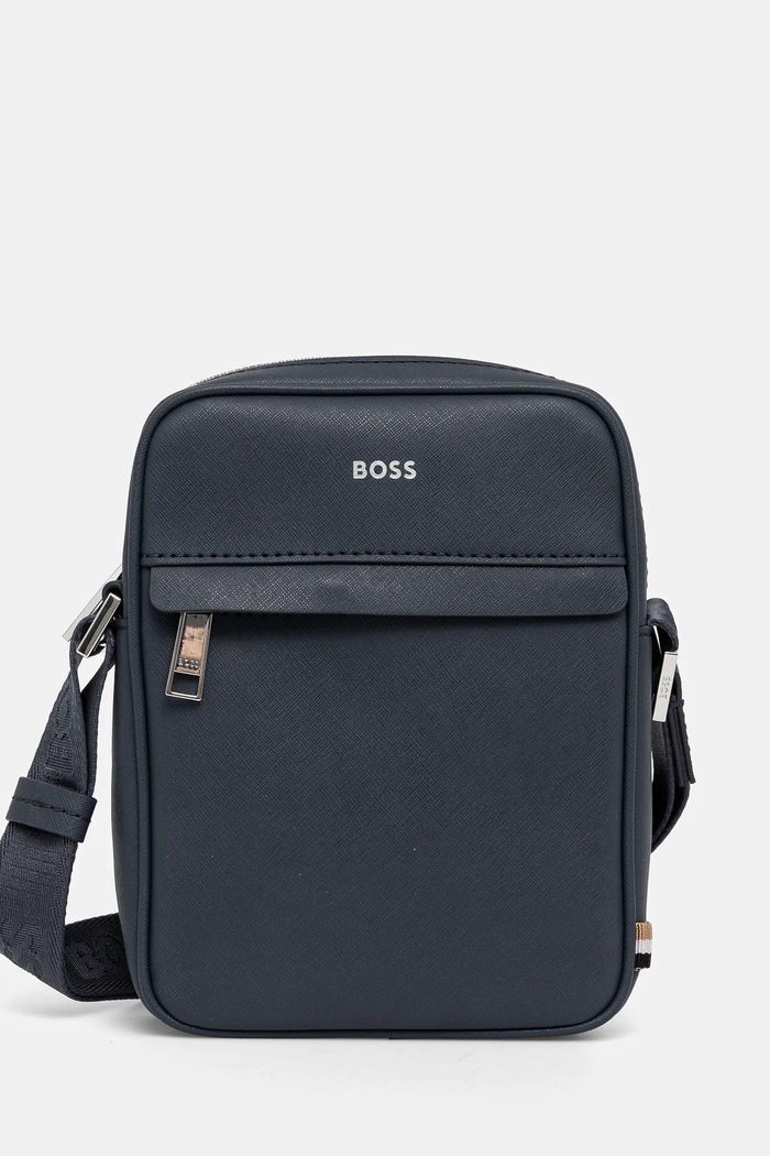 BOSS Borsetă de piele Zair_NS zip albastru 50483566