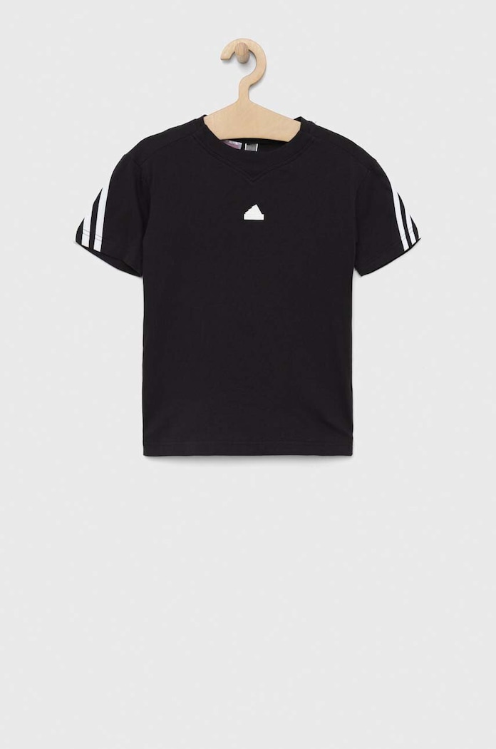 adidas t-shirt bawełniany dziecięcy U FI 3S HR6308 czarny SS23