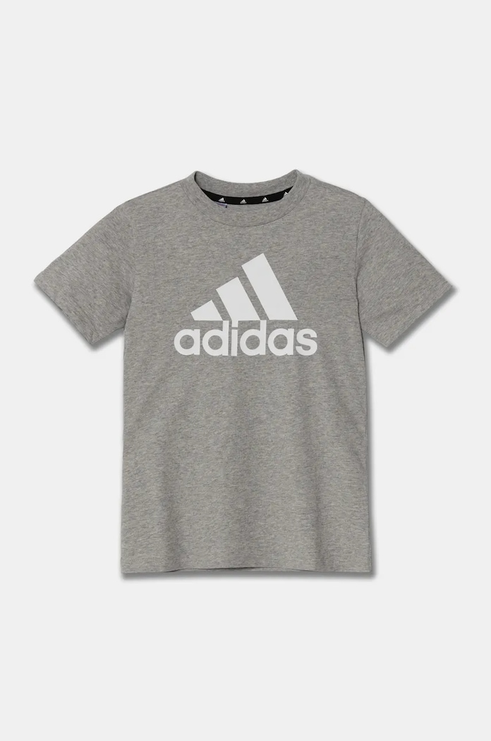 Παιδικό βαμβακερό μπλουζάκι adidas U BL HR6379 γκρί SS23