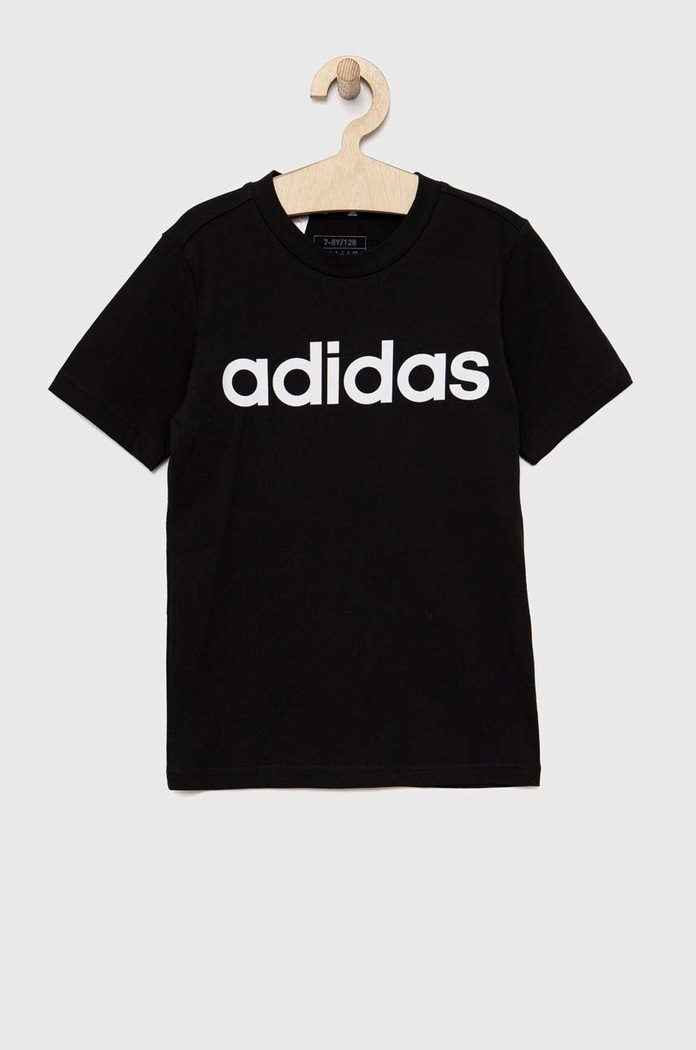 Детска памучна тениска adidas U LIN HR6400 черен SS23